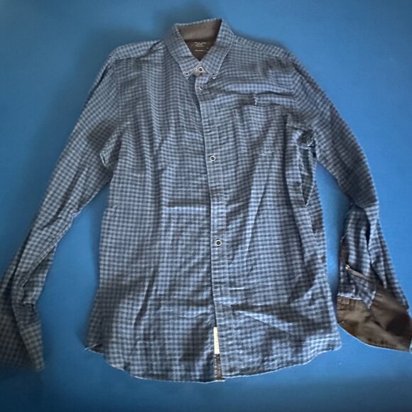 rag & bone Blue Checkered Casual Button Down Shirt - Picture 3 of 3